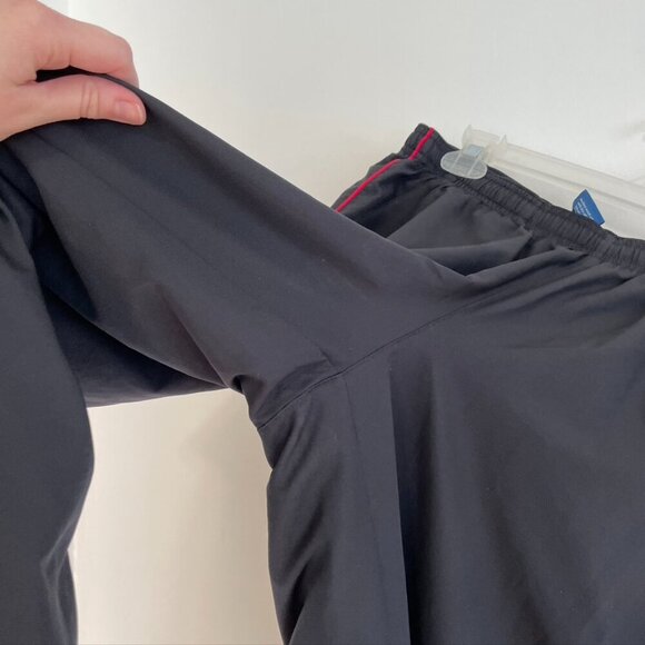 REEBOK Black Red Piping Stripe Pull On Drawstring Swishy Active Track Pants Y2K - Picture 5 of 11